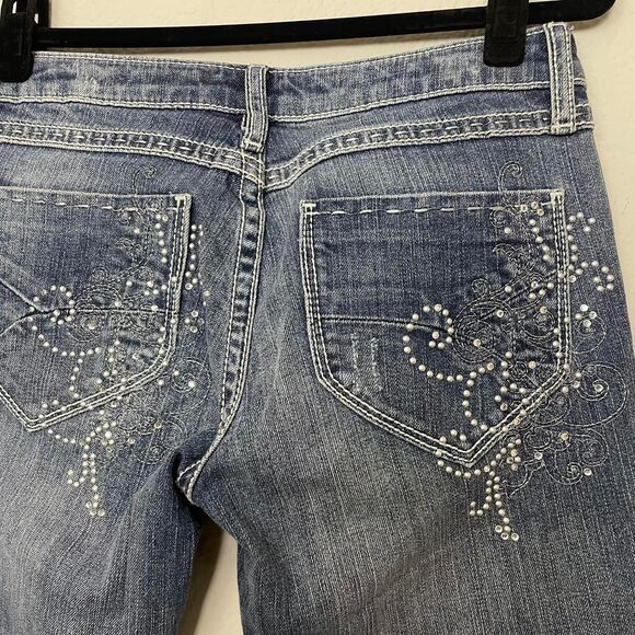 Rock 47 by Wrangler Ultra Low Rise Y2K Cowgirl Studded Bootcut Jeans Size 3 x 34 - Picture 4 of 5